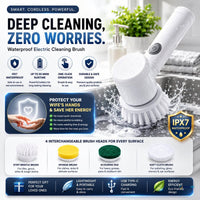 Waterproof electric cleaning brush with four interchangeable heads