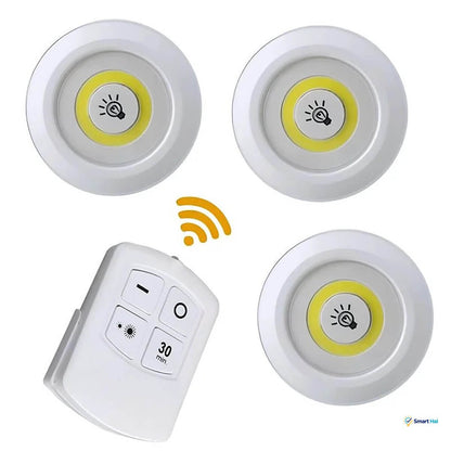 Wireless Installation: No wires, no tools, and installs in seconds anywhere.
Two Control Ways
 * Manual Touch Control: Press the light lens to turn On / Off.
 * Wireless Remote Control:
   * ON Button: Switch On.
   * OFF / Minus Button: Switch Off.
   * Light Source Mode Button: Adjust the light source mode and brightness.
   * 30-Min Timer Button: Sets the light to go off automatically after 30 minutes.
