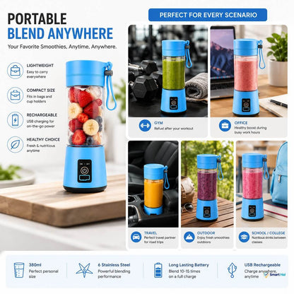 Portable blender for travel and outdoor use. Portable blender for office and school
