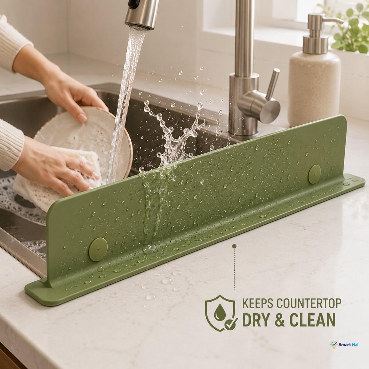 Material & Design: Sleek, minimalist design featuring secure suction cups/bases for stable placement on kitchen sink edges or countertops.