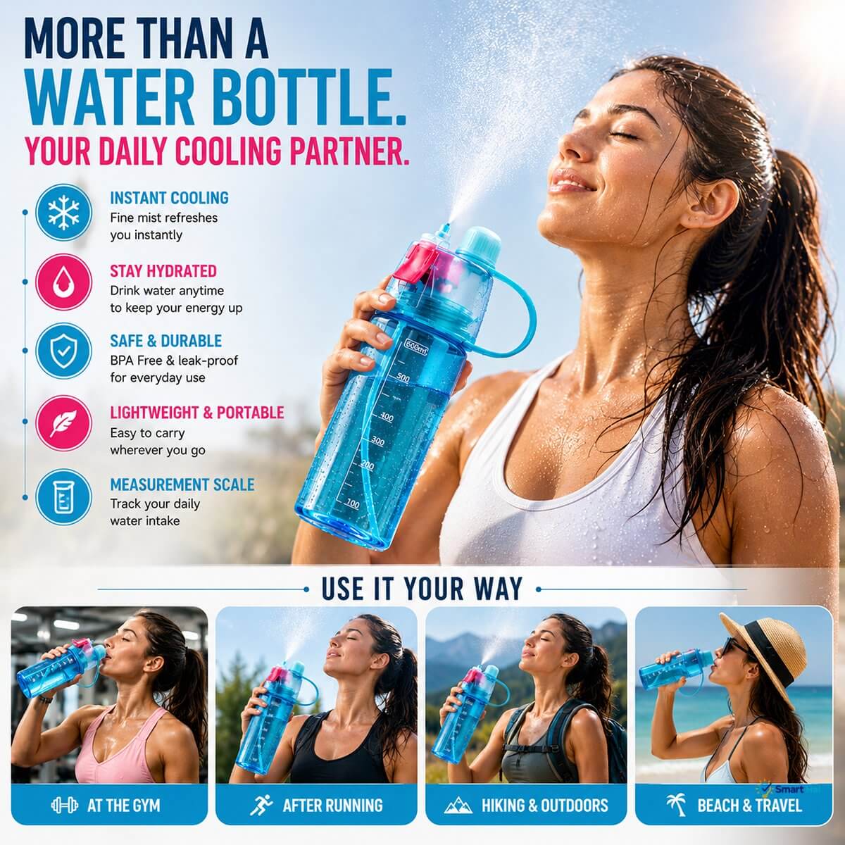 Key Features & Benefits:
   * Instant Cooling: A fine mist refreshes your skin and keeps you cool anytime you need it.