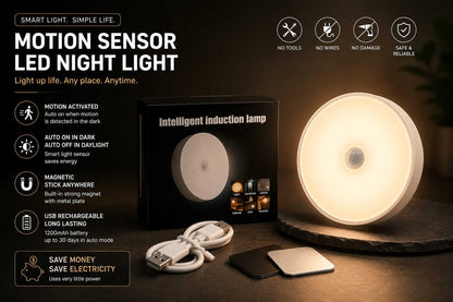 LED night light with 3 light modes, 120 degree motion sensor and 1200mAh battery