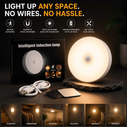 Motion sensor night light mounted on wall with 1200mAh rechargeable battery